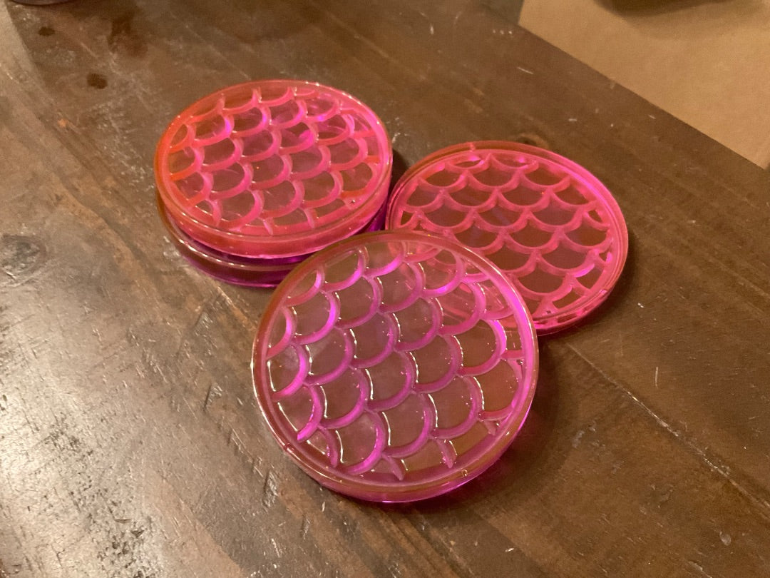 Handmade Bright Mermaid Scale Coasters (4-set)