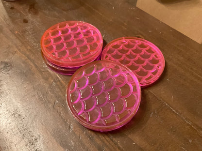 Handmade Bright Mermaid Scale Coasters (4-set)