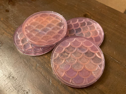 Handmade Bright Mermaid Scale Coasters (4-set)