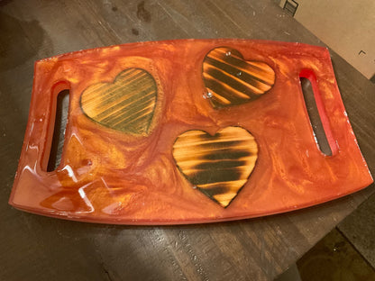 Multi-Red Handmade Blazing Hearts Serving Platter, Large