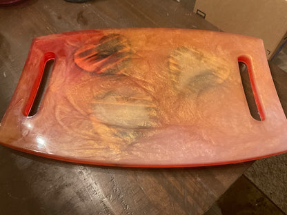 Multi-Red Handmade Blazing Hearts Serving Platter, Large