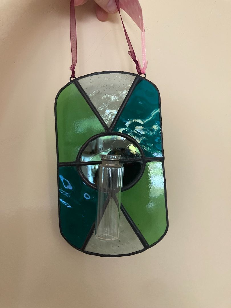 green  Stained glass plant propagation station
