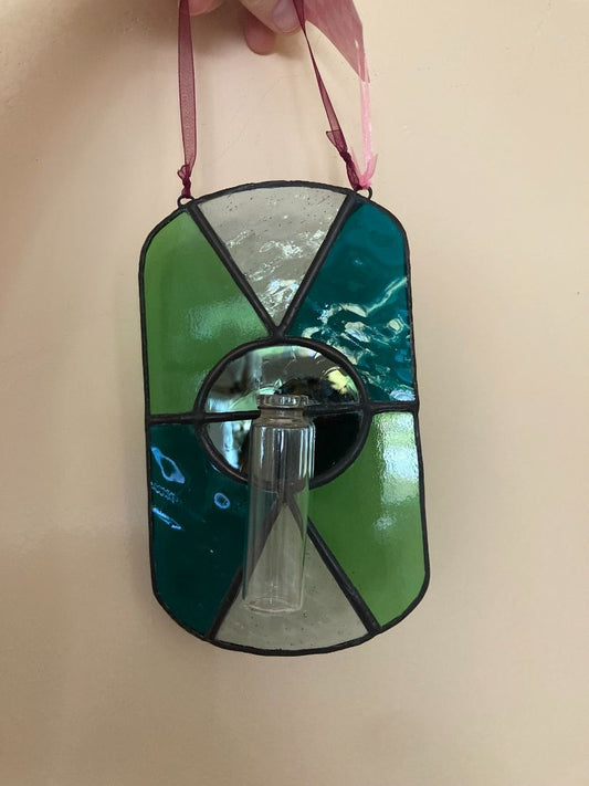 green  Stained glass plant propagation station