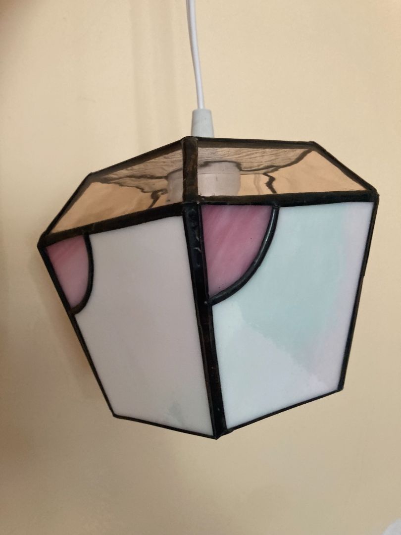 pink  Stained glass hanging pendant lamp