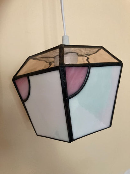 pink  Stained glass hanging pendant lamp