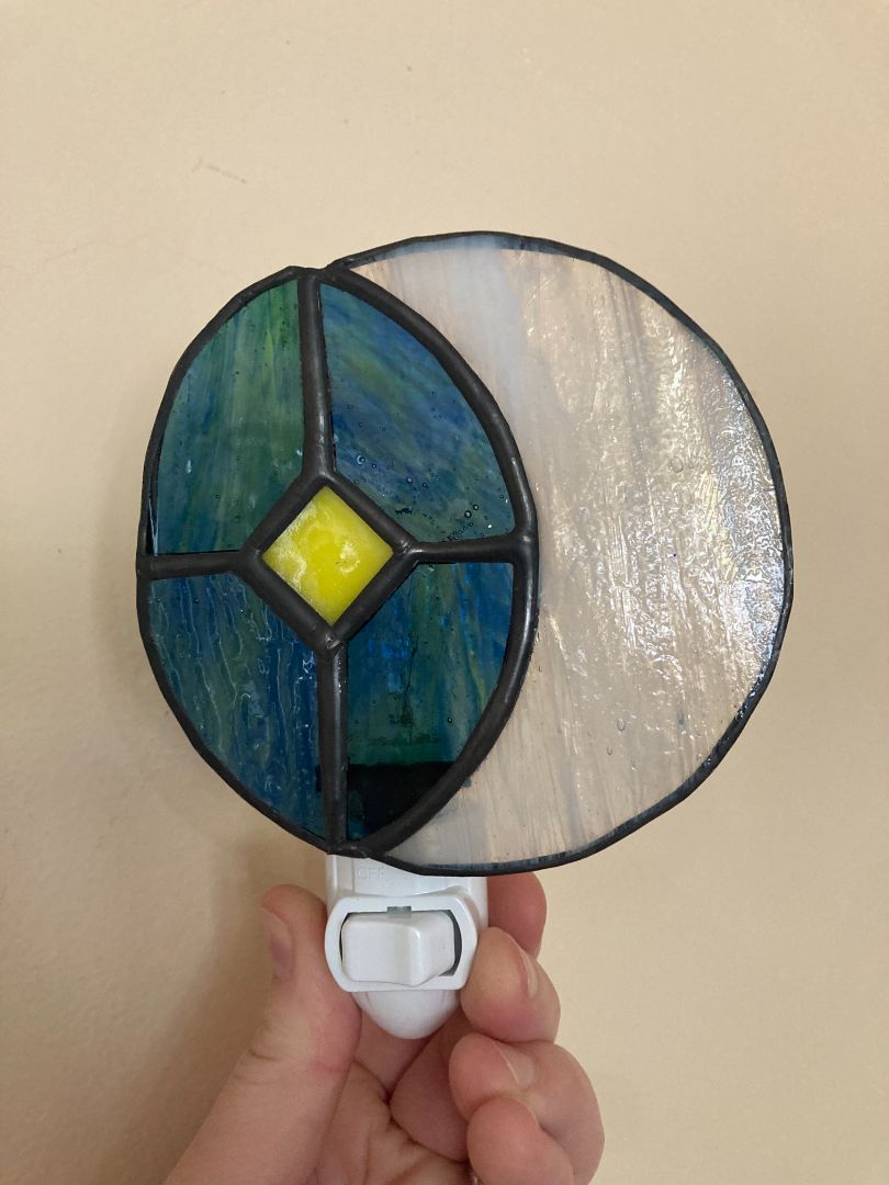 blue  Stained Glass Goodnight Moon nightlight