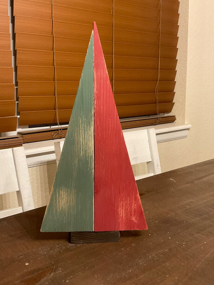 Wood Xmas Trees Red/Green