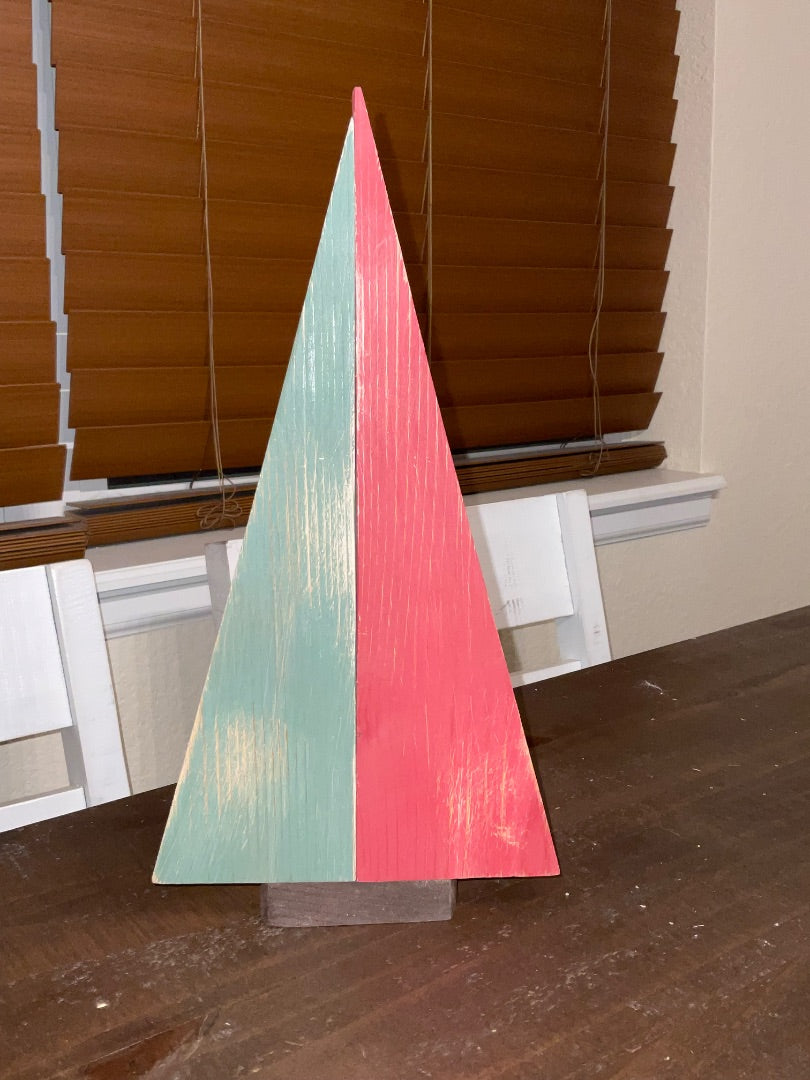 Wood Xmas Trees Red/Green