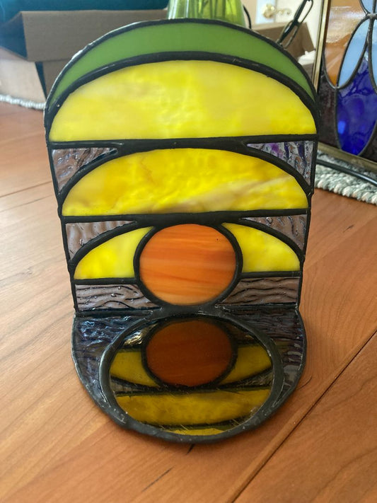 multi  Stained Glass Candle/Incense Holder