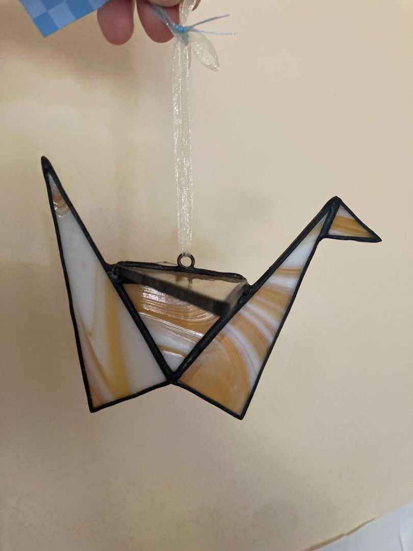 yellow  Stained Glass Origami Crane