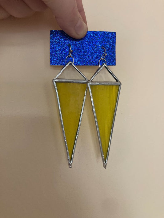 yellow  Stained Glass earrings daggers