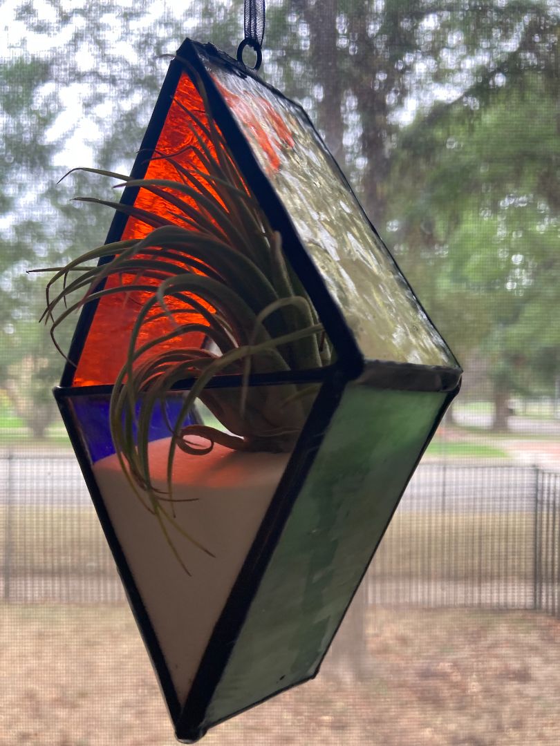 multi  Stained Glass Diamond Plant Suncatcher