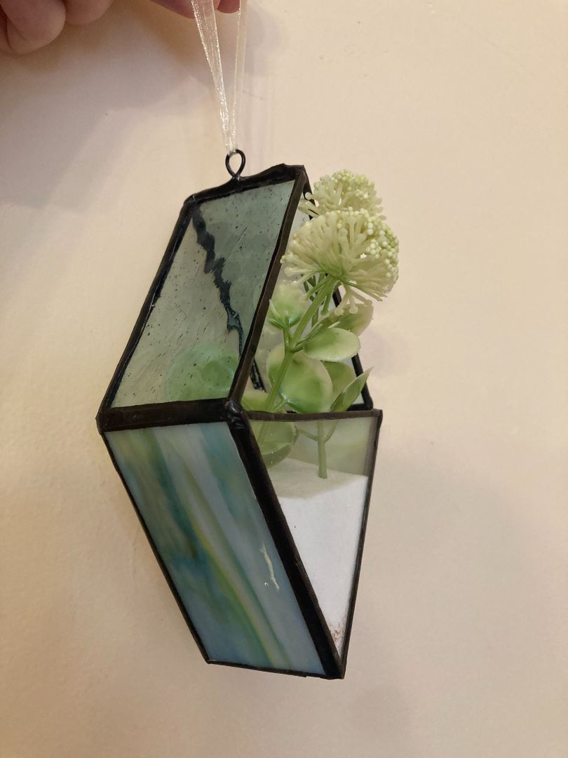 blue  Stained Glass Diamond Plant Suncatcher