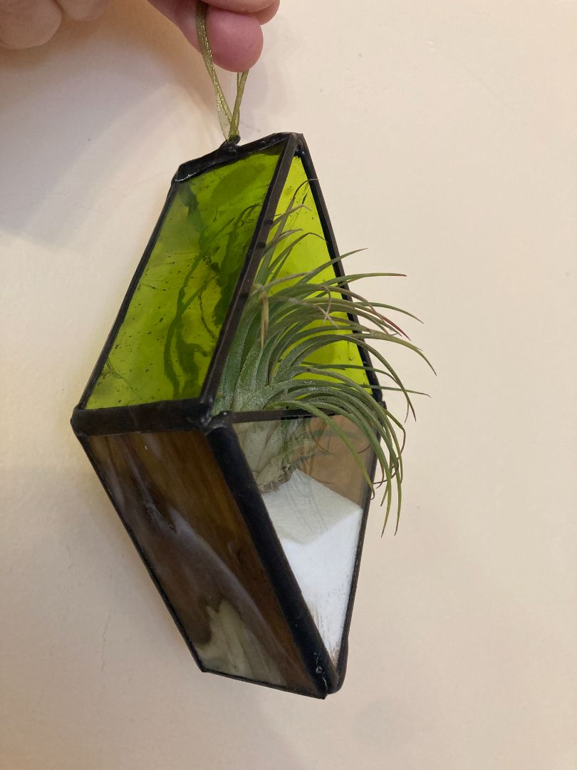 green  Stained Glass Diamond Plant Suncatcher
