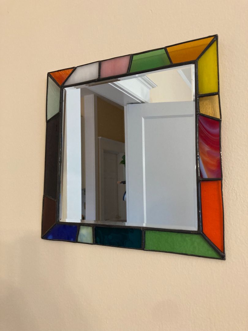 multi  Stained Glass Square Mirror Don't be a Square