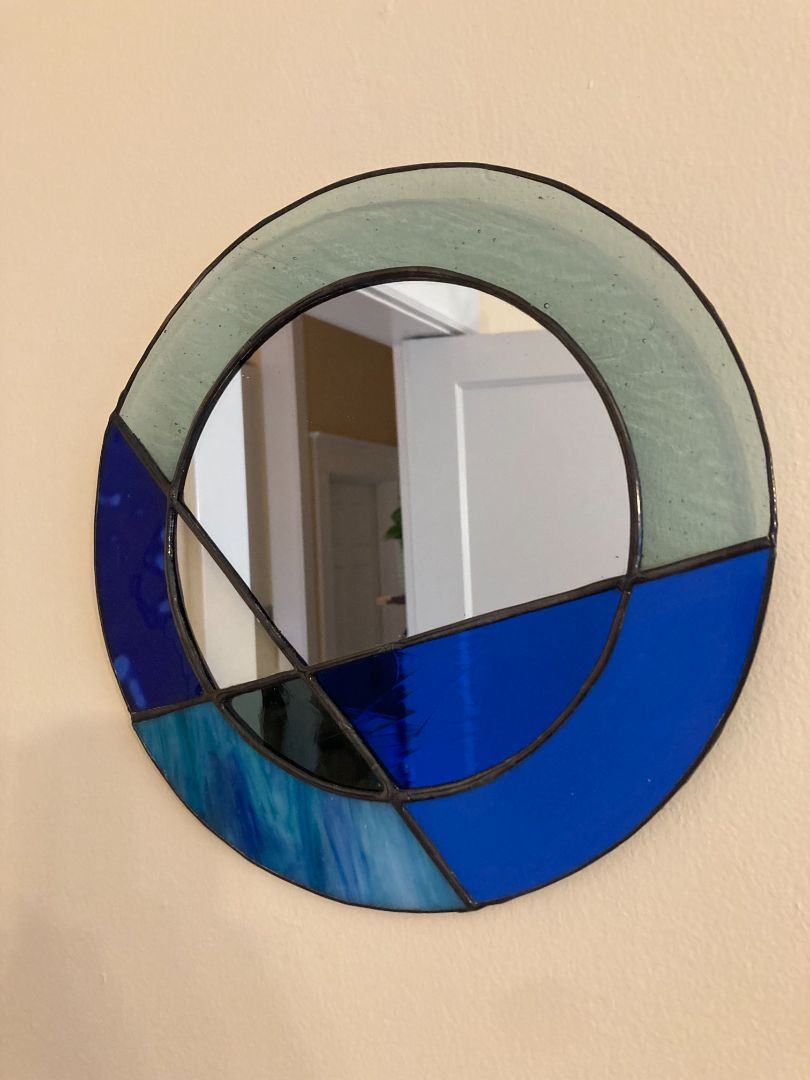 blue  Stained Glass Mirror Bluesy Babe