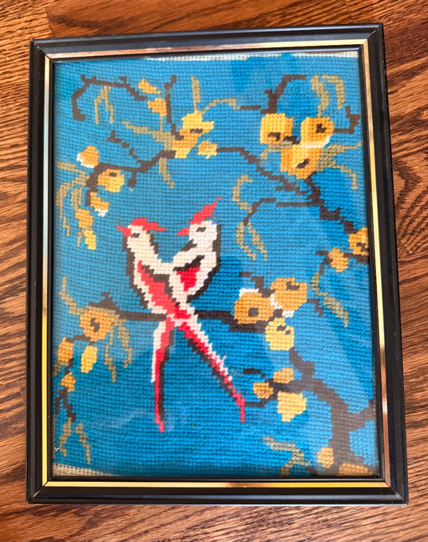 Vintage Bird Needlepoint, 8" by 10"