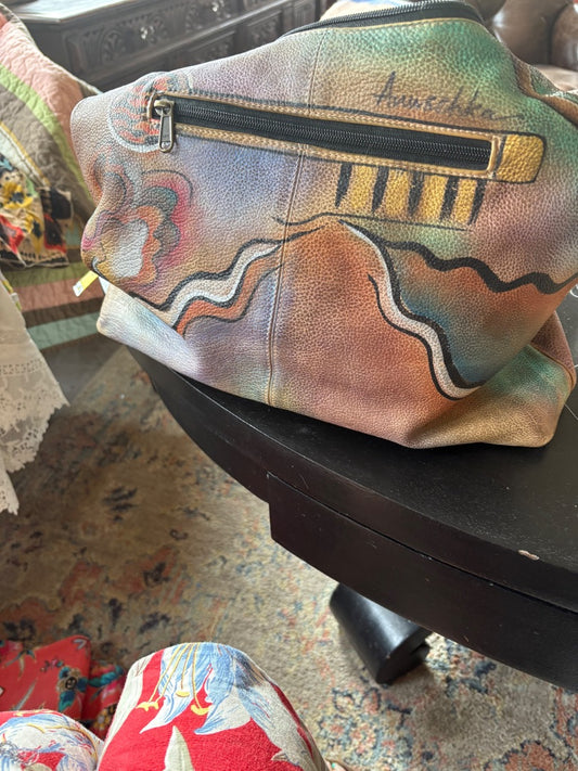 Multi colors Anuschka Vintage Anuschka handbag, 16” wide, 12.5 tall