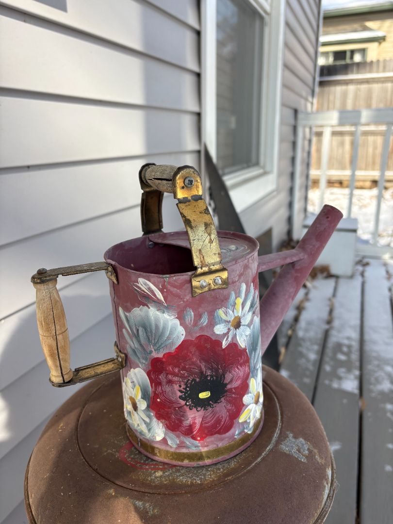 Antique Hand Painted Watering Can