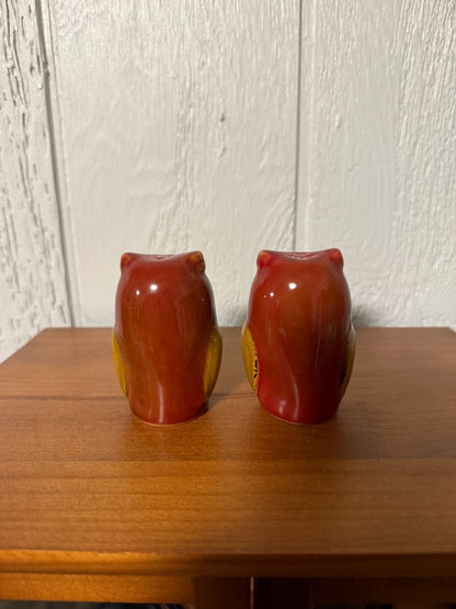 Brown  Vintage Owl Salt and Pepper Shakers, 3” tall, 2 1/4” wide