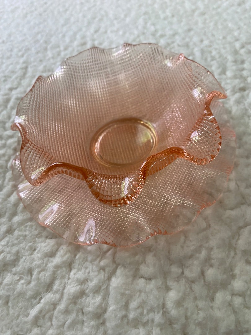 PINK Italian Colony Ruffles waffle bowl and saucer, 5.5