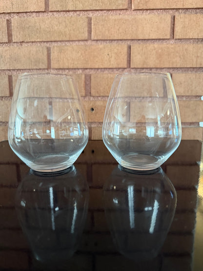 Clear Riedel Pair of Riedel Stemless Wine Glasses, 4.75” tall