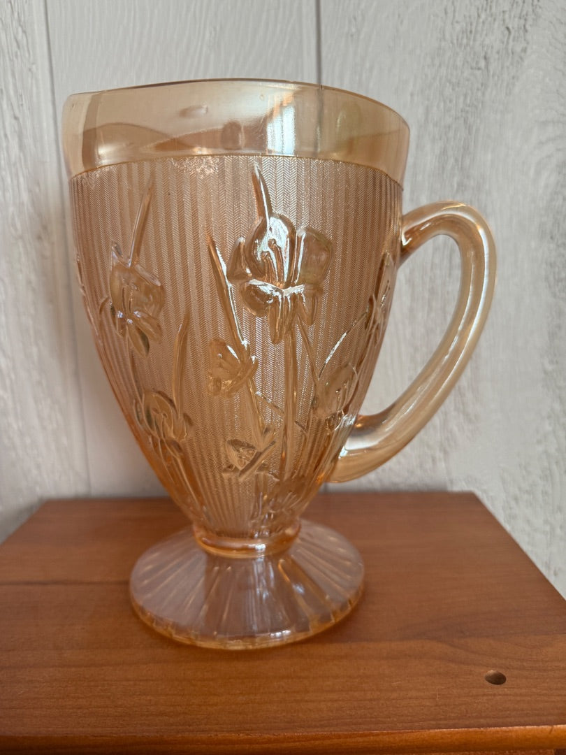 Marigold Jeanette Glass Jeanette Glass Carnival Glass Pitcher, 9” tall