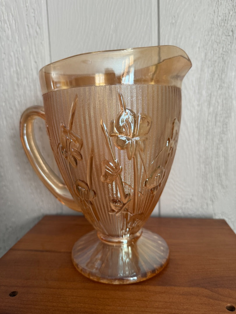 Marigold Jeanette Glass Jeanette Glass Carnival Glass Pitcher, 9” tall
