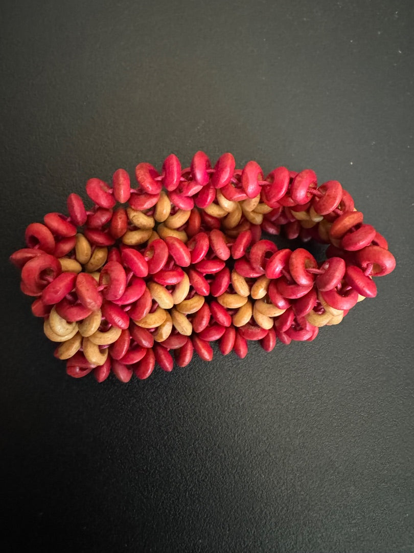 Tropical wooden bead stretch bracelet
