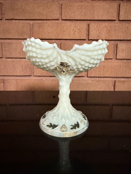 Cream Northwood Northwood Argonaut Shell Custard Glass Jam Compote, 5” tall, 5” wide