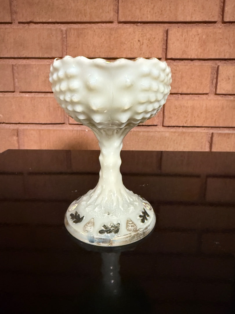 Cream Northwood Northwood Argonaut Shell Custard Glass Jam Compote, 5” tall, 5” wide