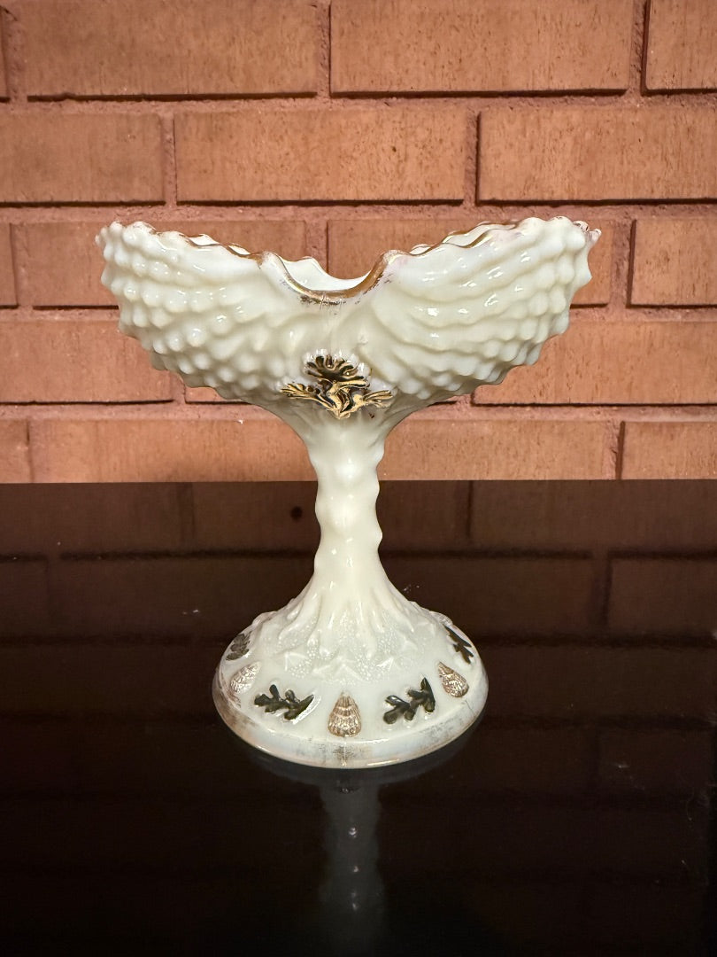 Cream Northwood Northwood Argonaut Shell Custard Glass Jam Compote, 5” tall, 5” wide