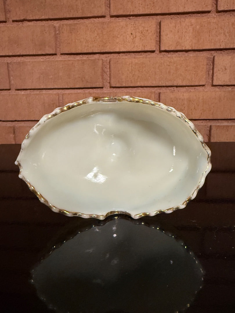 Cream Northwood Northwood Argonaut Shell Custard Glass Jam Compote, 5” tall, 5” wide