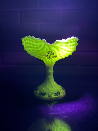 Cream Northwood Northwood Argonaut Shell Custard Glass Jam Compote, 5” tall, 5” wide