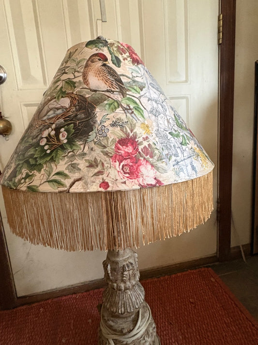 Multi colors  Old world lamp w decoupage shade