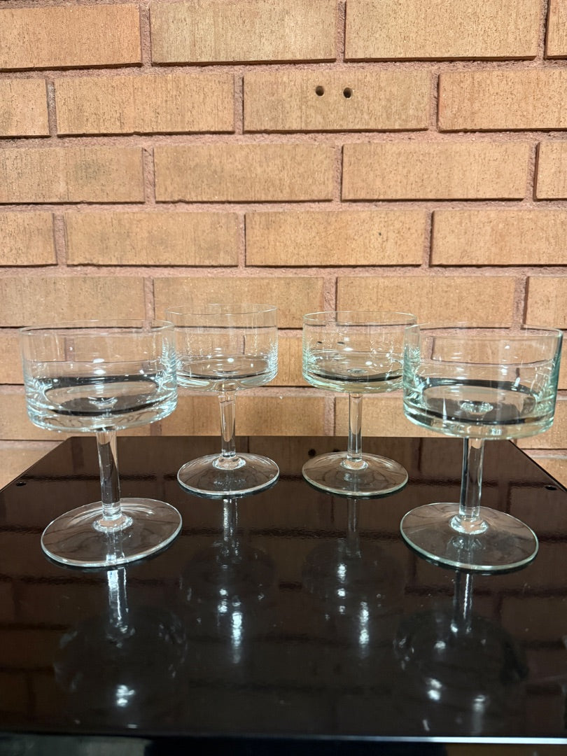 Clear  Set of 4 Straight Coupe/Dessert Bowl, 5 1/4” tall, almost 3 1/2” wide