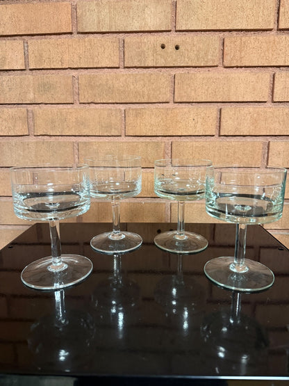 Clear  Set of 4 Straight Coupe/Dessert Bowl, 5 1/4” tall, almost 3 1/2” wide