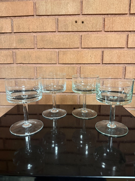 Clear  Set of 4 Straight Coupe/Dessert Bowl, 5 1/4” tall, almost 3 1/2” wide