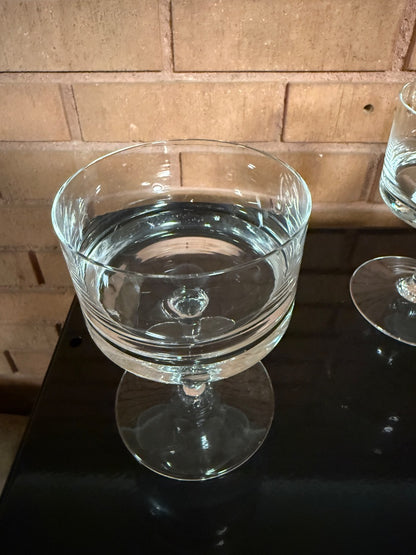 Clear  Set of 4 Straight Coupe/Dessert Bowl, 5 1/4” tall, almost 3 1/2” wide