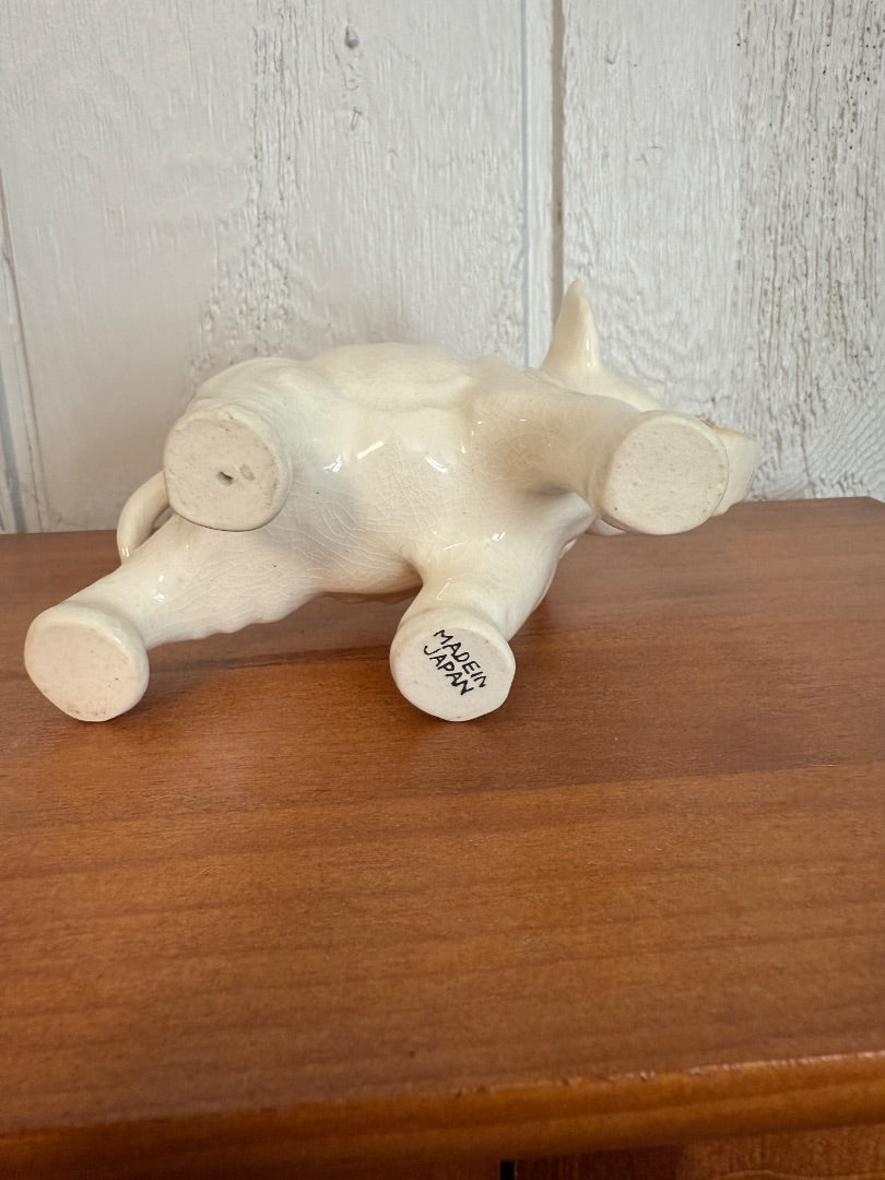 White  Vintage Elephant Made in Japan, 4 1/4” tall, 5 1/2 wide