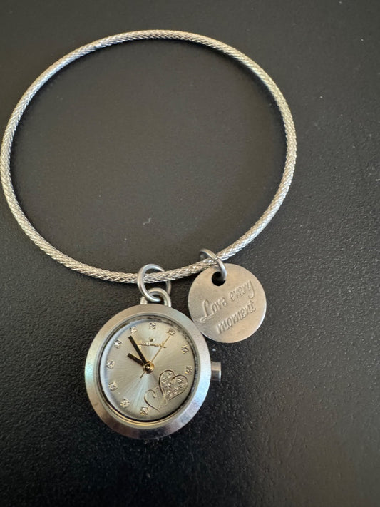 Hallmark Love Every Moment silvertone bangle with UNTESTED watch