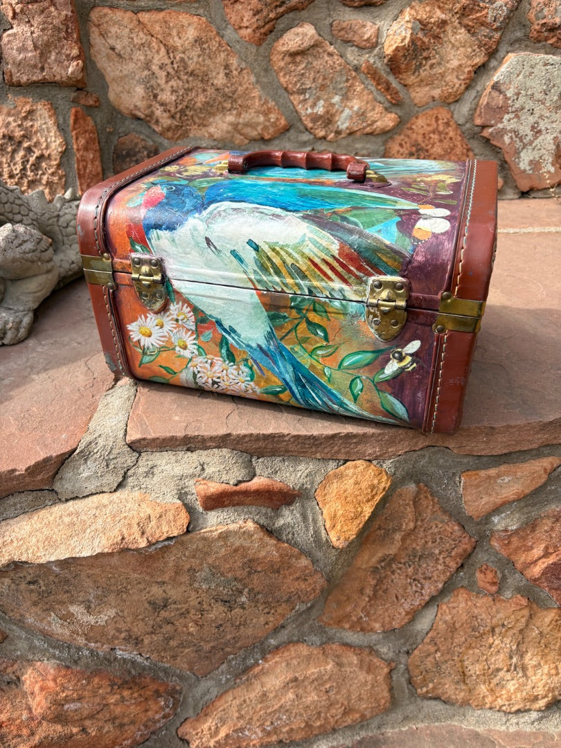 Multi  Vintage train case, 12.3 w x 8 deep x 7 tall