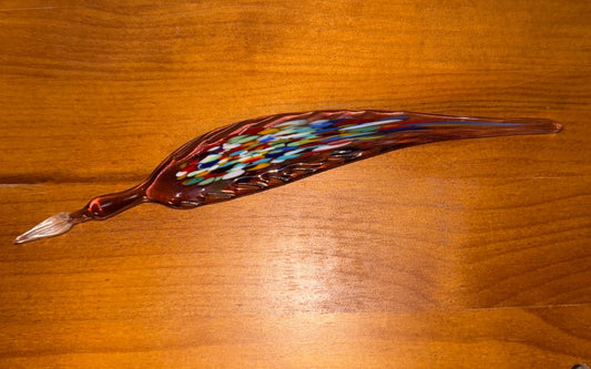 Purple, multi Murano Venezia Murano Art Glass Calligraphy Pen, 8 1/4” long