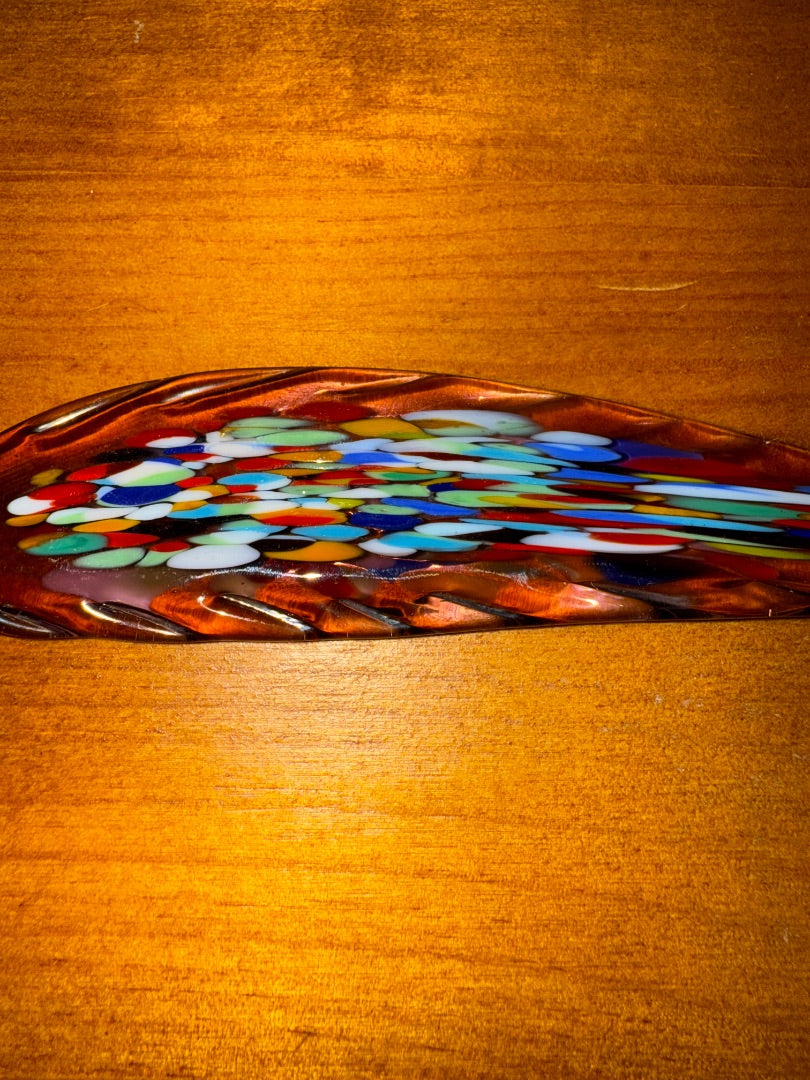 Purple, multi Murano Venezia Murano Art Glass Calligraphy Pen, 8 1/4” long