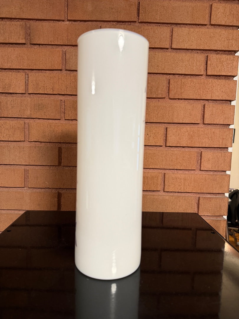 White  Vintage Hand Painted Love Birds Glass Vase, 12 1/2” tall, 4” wide