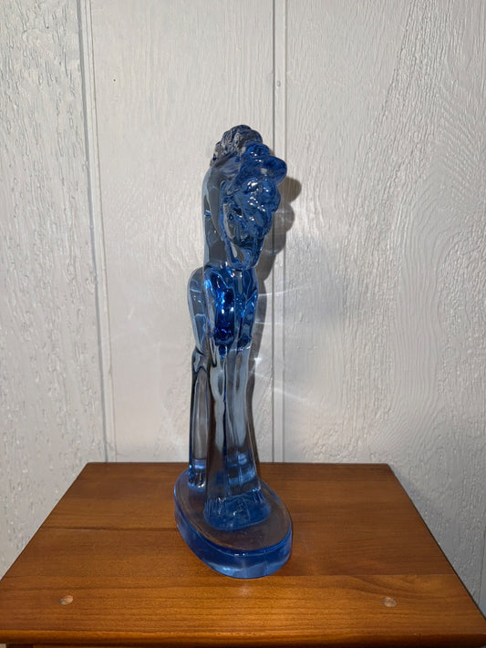 Blue Paden City Paden City Glass Pony, 11 1/2” tall, 5 1/2” across, 3” wide