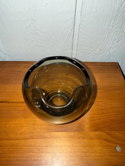 Smoke Viking Glass Viking Epic Rose Bowl Smoke, 4” tall, 4” across