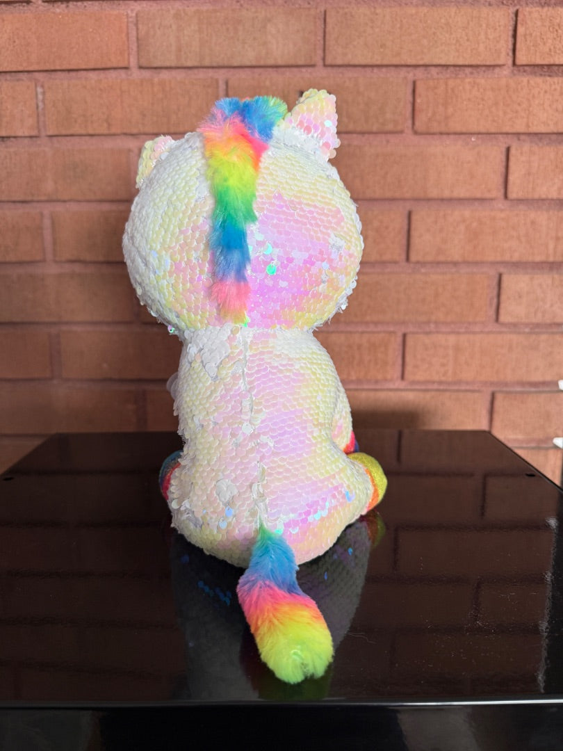 Rainbow iridescent Ty Flipable Pixy the Unicorn Flipables by Ty, 11”