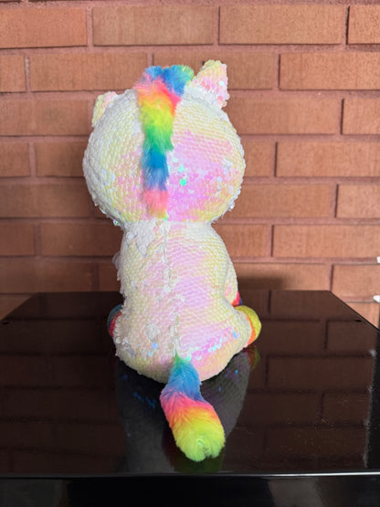 Rainbow iridescent Ty Flipable Pixy the Unicorn Flipables by Ty, 11”