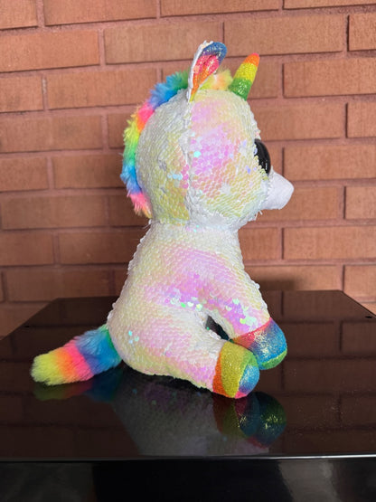 Rainbow iridescent Ty Flipable Pixy the Unicorn Flipables by Ty, 11”